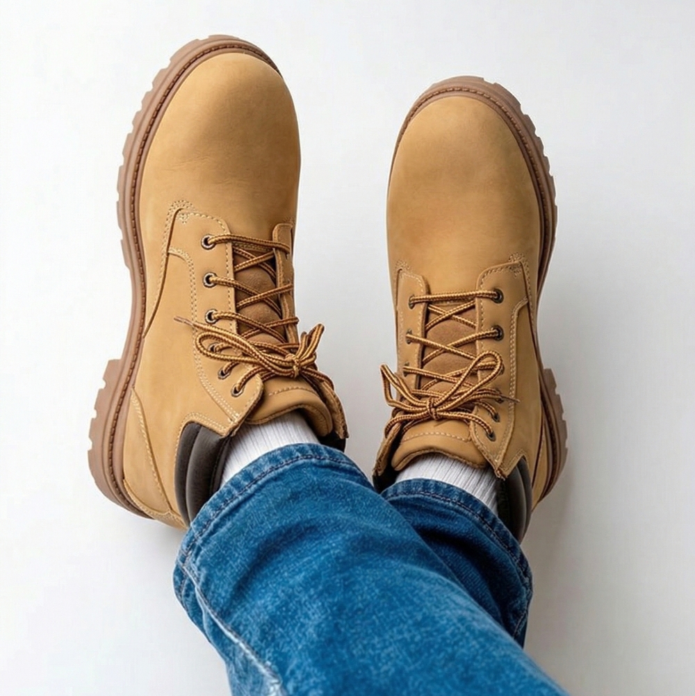 Tan Lace-Up Boots